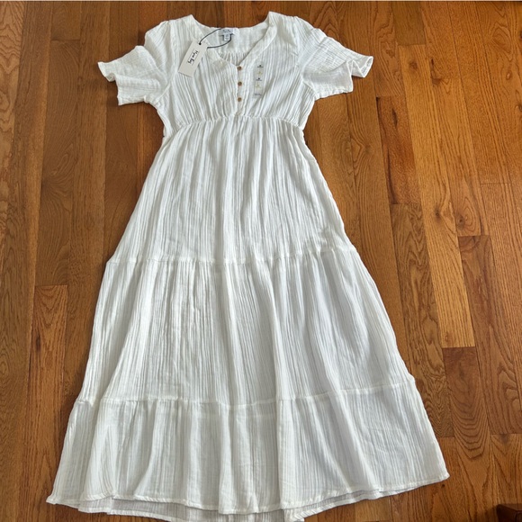 Myra Bay Off-White V-Neck Midi Dress M - Picture 16 of 16